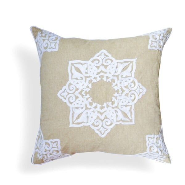 Georgette 20-inch Beige Medallion Pillow | Bed Bath & Beyond