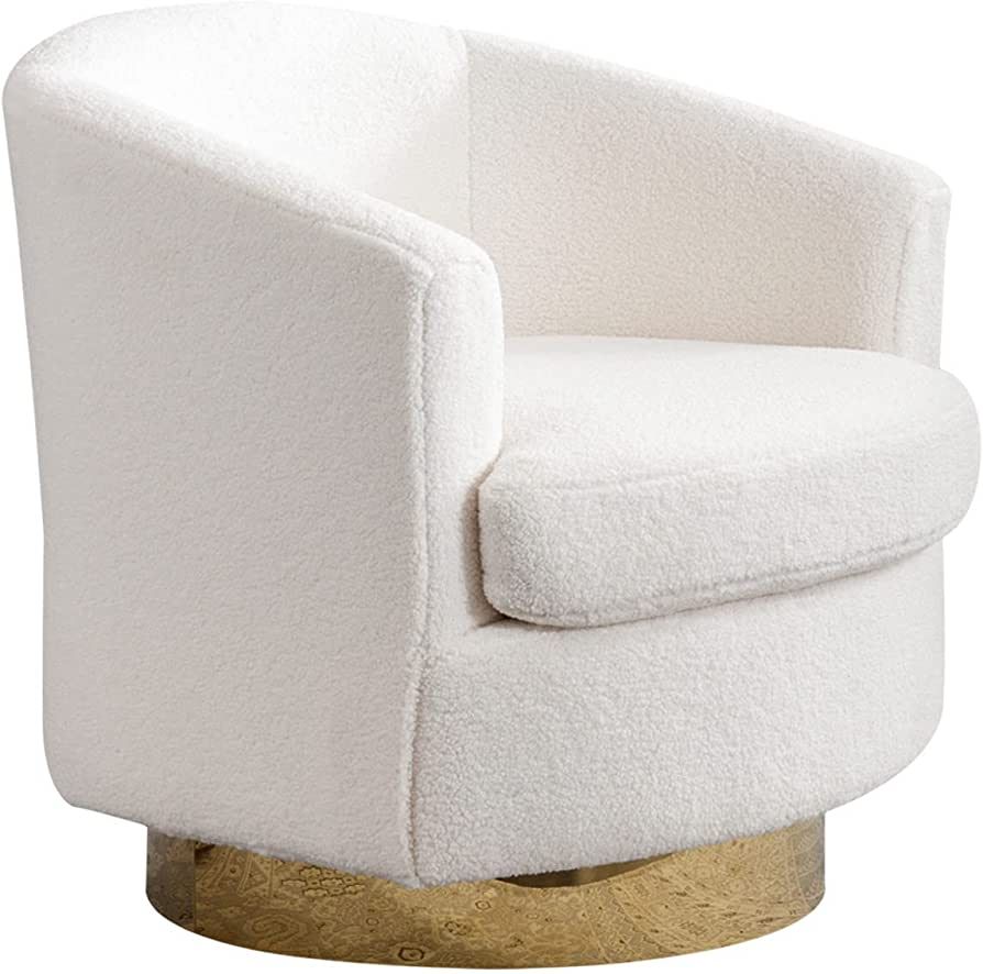 HUMEHA Teddy Swivel Barrel Chair, Modern Comfy Round Accent Chairs with Gold Stainless Steel Base... | Amazon (US)