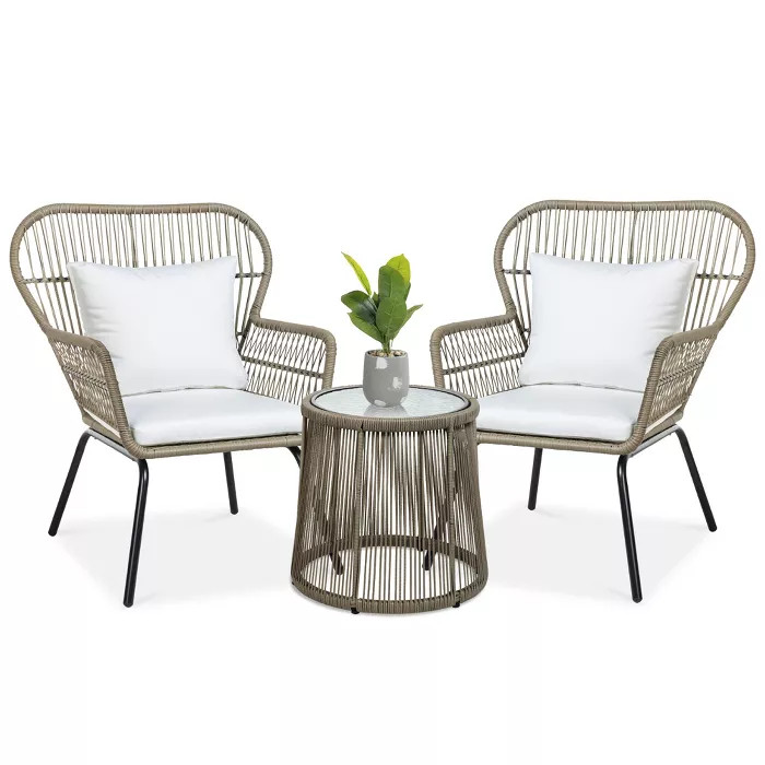 Best Choice Products 3-Piece Patio Conversation Bistro Set, Outdoor Wicker w/ 2 Chairs, Cushions,... | Target