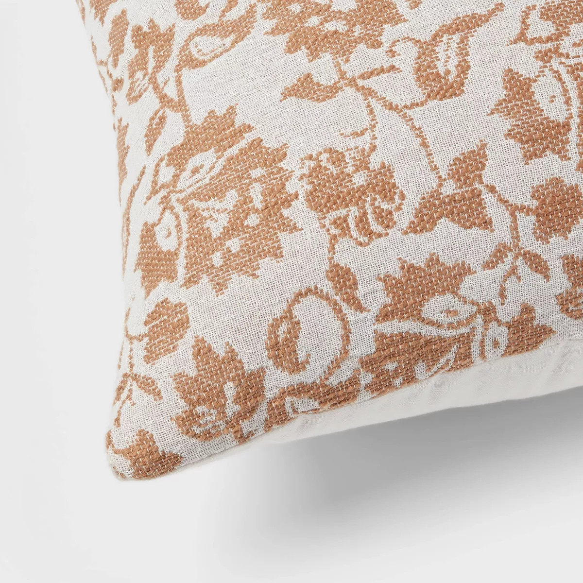 Woven Floral Decorative Pillow Euro Brown - Threshold™: Cotton Fabric, Indoor Square Cushion, O... | Target