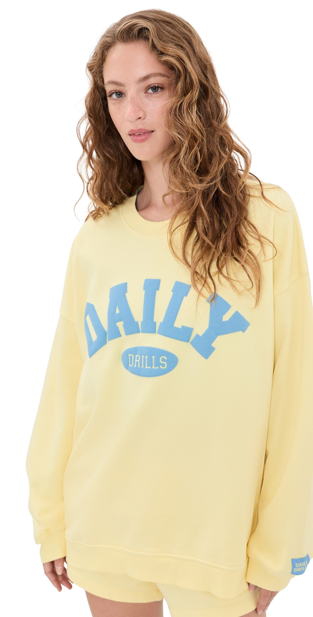 Daily Drills Oversized Daily Crew Sweatshirt Lemonade/Malibu M/L | Shopbop