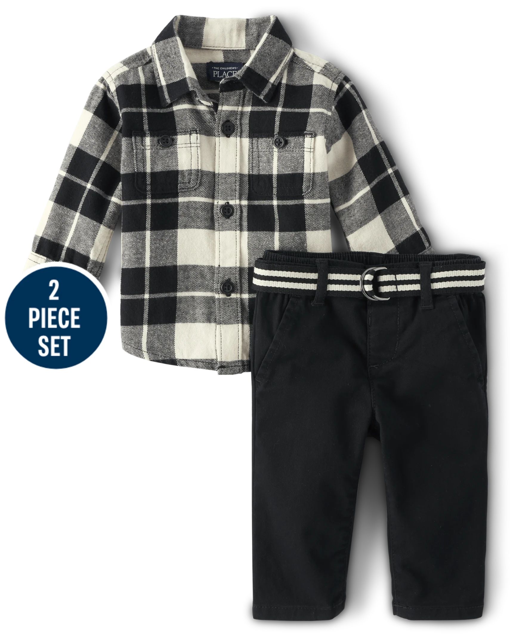 Baby Boys Matching Family Plaid Flannel 2-Piece Outfit Set - black | The Children's Place