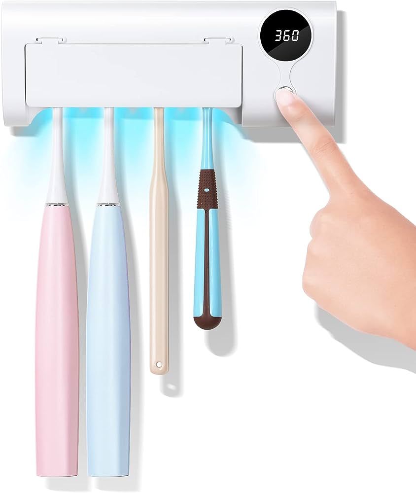 UV Toothbrush Sanitizer, Tooth Brush Sterilizer Cleaner Wall Mounted/Sterilization and Timer Func... | Amazon (US)