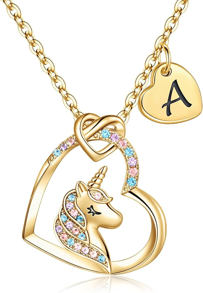 Hidepoo Christmas Gifts for Girls - Unicorn Necklace, 14K Gold/Rose Gold/White Gold Plated Colorf... | Amazon (US)