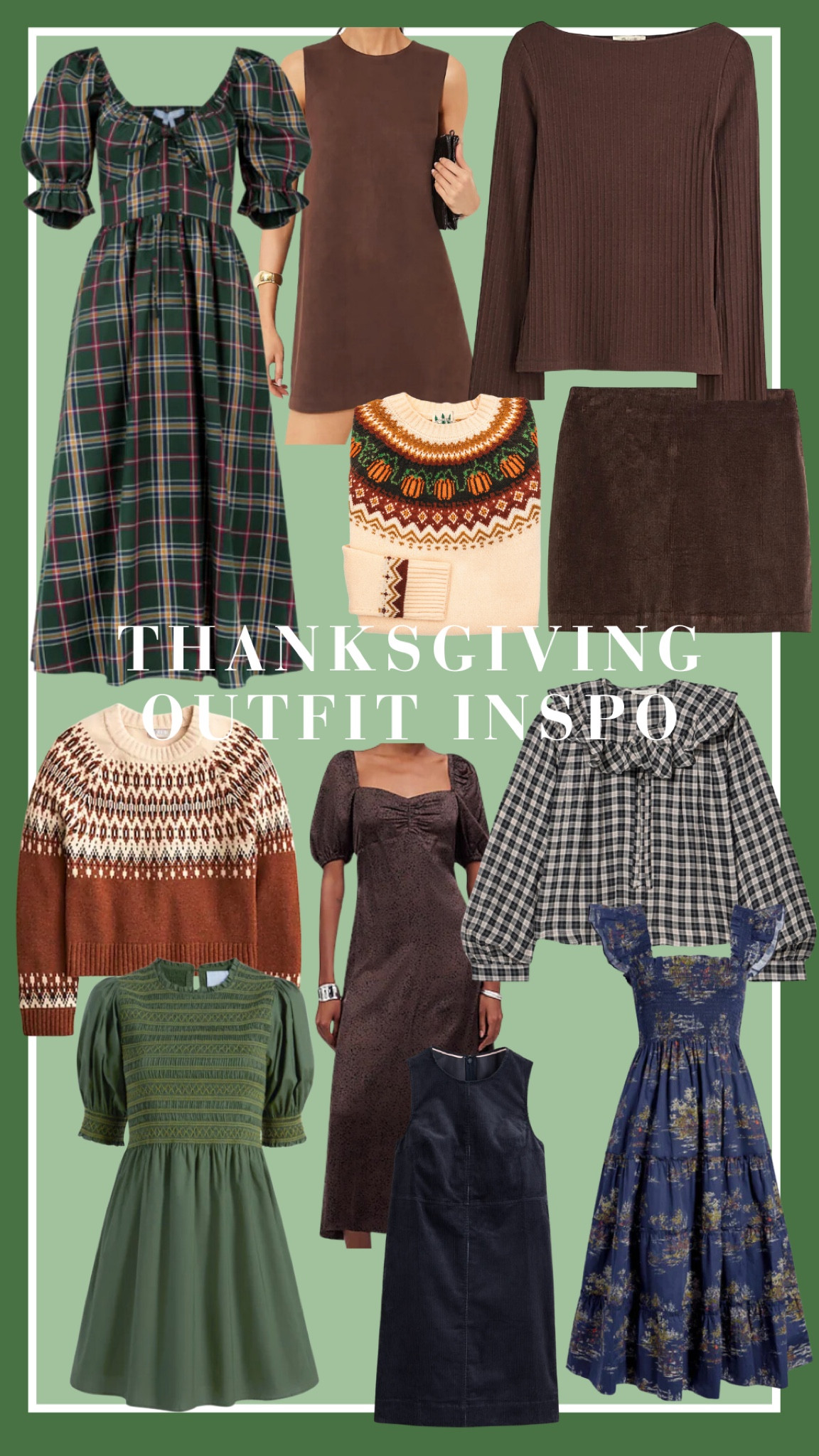 Thanksgiving outfit inspo! Loving brown for fall so found a bunch of tops, dresses, sweaters & more to fit the season 🦃🦃🦃 

// festive outfit, thanksgiving dress, fair isle sweater, classic holiday looks 

#LTKSeasonal #LTKHoliday #LTKFindsUnder100