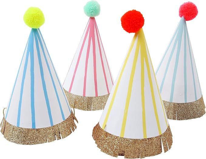 Meri Meri Birthday Party Hats, Pack of 8 Bright and Colorful Cone Birthday Hats for Kids & Adults... | Amazon (US)