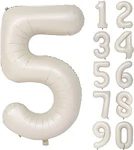 40 In Cream white Number Balloons Helium Foil Mylar Balloon Birthday Party banquet Decoration Dig... | Amazon (US)
