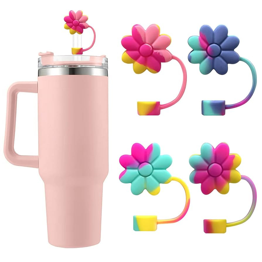 Flower Straw Covers Toppers Silicone Accessories for Stanley Cups 30&40 Oz Tumbler with Handle Re... | Amazon (US)