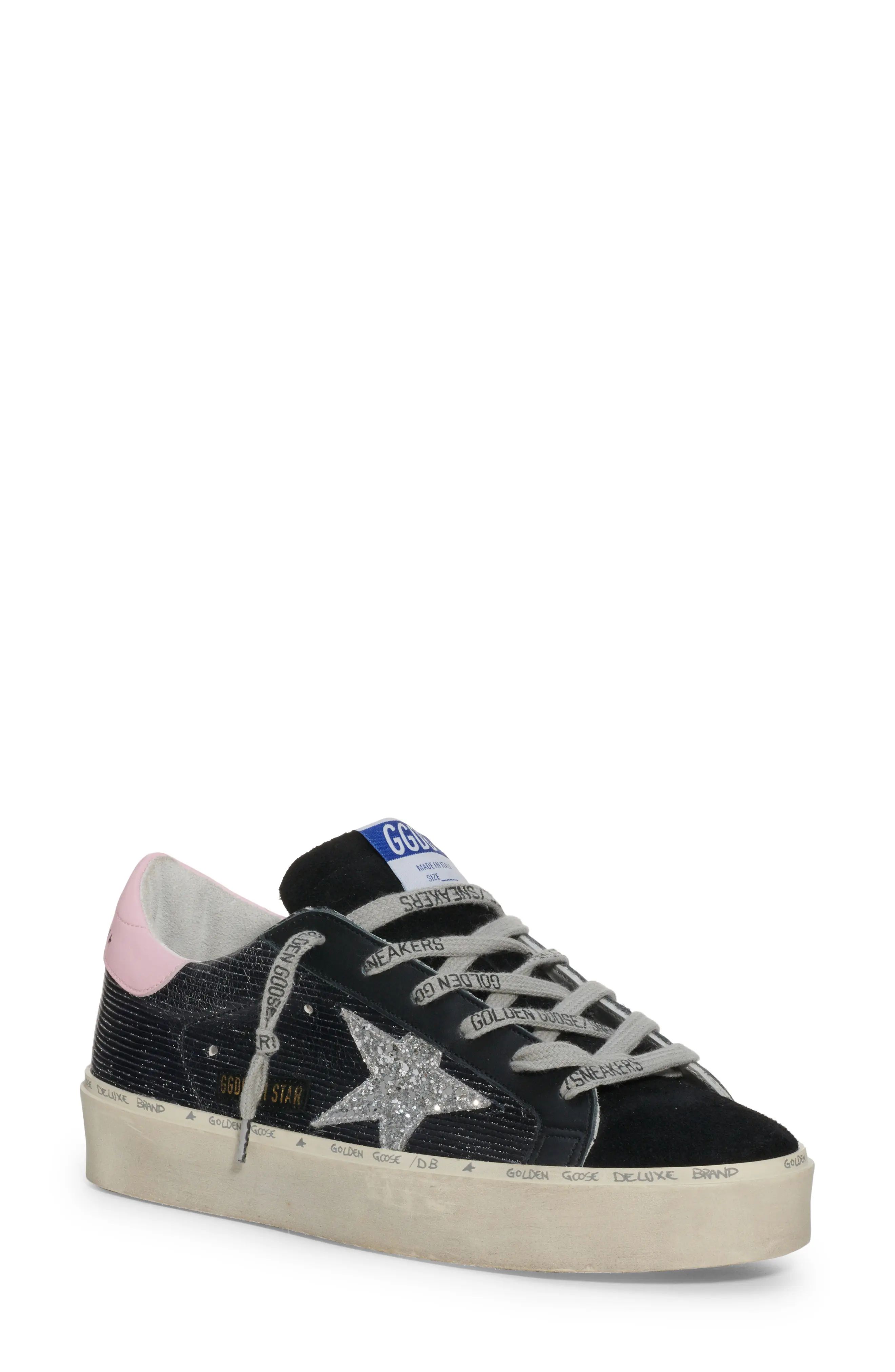 Golden Goose Hi Star Platform Sneaker in Black/Silver/Orchid Pink at Nordstrom, Size 6Us | Nordstrom