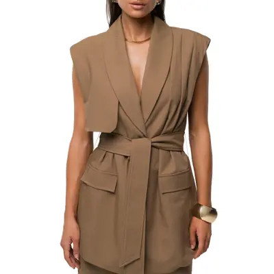 JLUXLABEL Jeanie Belted Vest in Brown at Nordstrom, Size Medium | Nordstrom
