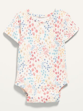 Unisex Short-Sleeve Rib-Knit Henley Bodysuit for Baby | Old Navy (US)