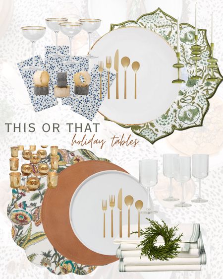 This or That// Holiday Tables! I am hosting a little thanksgiving dinner at my home this year and I love to have a pulled together table. Here are some fun formulas for holiday ✨

#LTKhome #LTKparties #LTKHoliday