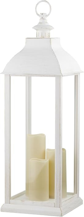 Alpine Corporation 28" Tall Indoor/Outdoor Candlelit Battery-Operated Lantern with Flickering War... | Amazon (US)