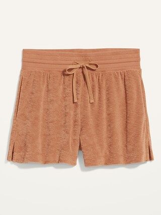 High-Waisted Slub-Knit Terry Lounge Shorts for Women -- 3-inch inseam | Old Navy (US)