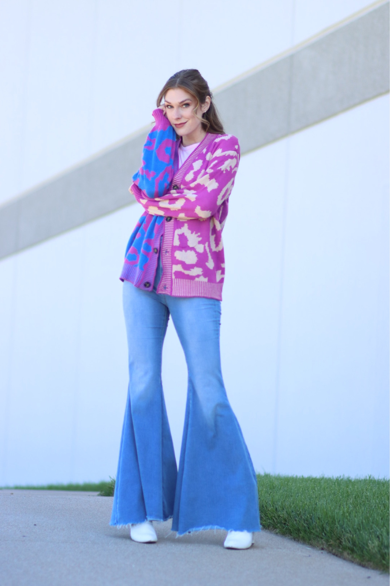 This colorful leopard print cardigan is perfect for cozy days or going out! 
Colorful cardigan, Amazon cardigan, comfy sweater, Pinterest vibes, insta fashion, fall trends, fall fashion 2022, fall style, style inspo, fall style inspo, what to wear 2022, colorful outfit inspiration, outfit inspiration, flare leg jeans, bell bottom jeans, free people fashion, free people, white ankle boots, white gogo boots 

#LTKstyletip #LTKunder100 #LTKunder50