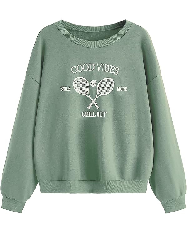 SweatyRocks Women's Casual Sweatshirt Long Sleeve Graphic Print Pullover Tops | Amazon (US)