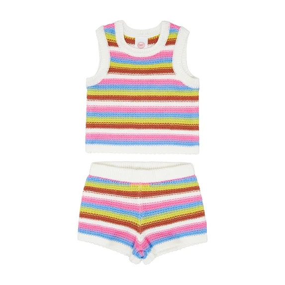 Wonder Nation Toddler Girl Crochet Tank and Short Set, Sizes 12M-5T | Walmart (US)