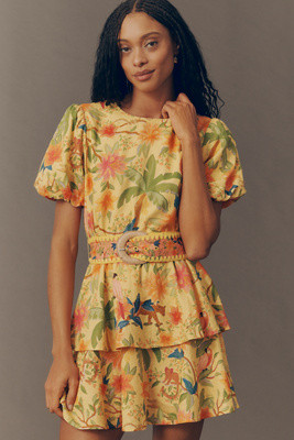 Farm Rio x Anthropologie Belted Tiered Mini Dress | Anthropologie (US)