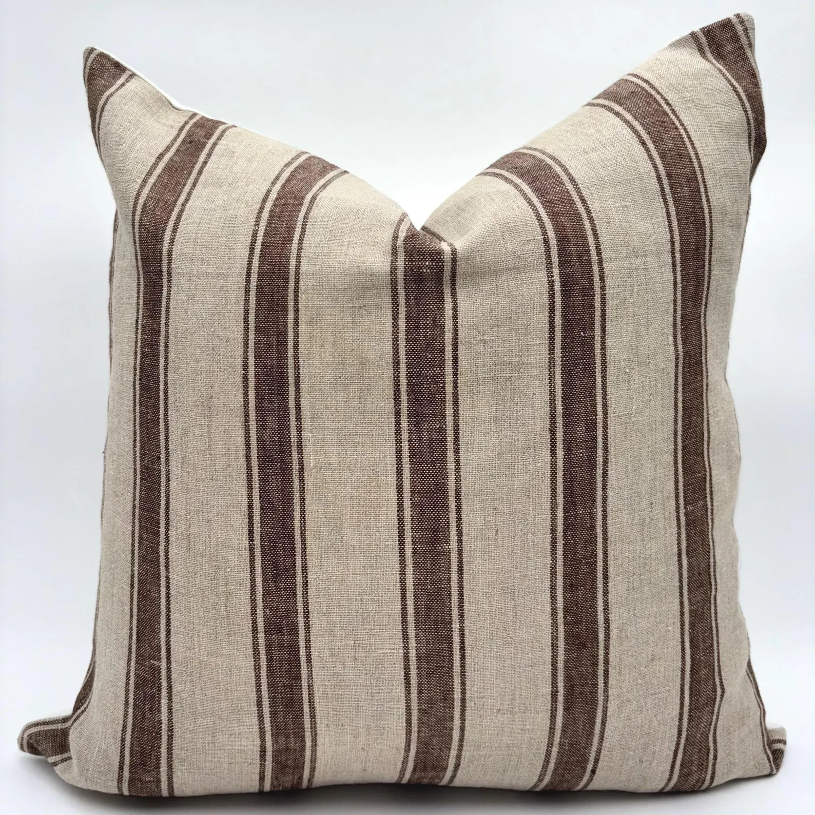 Stripe Pillow Cover Stripe Lumbar Housewarming Gift Linen Pillow Cover Brown Stripe Throw Pillow ... | Etsy (US)