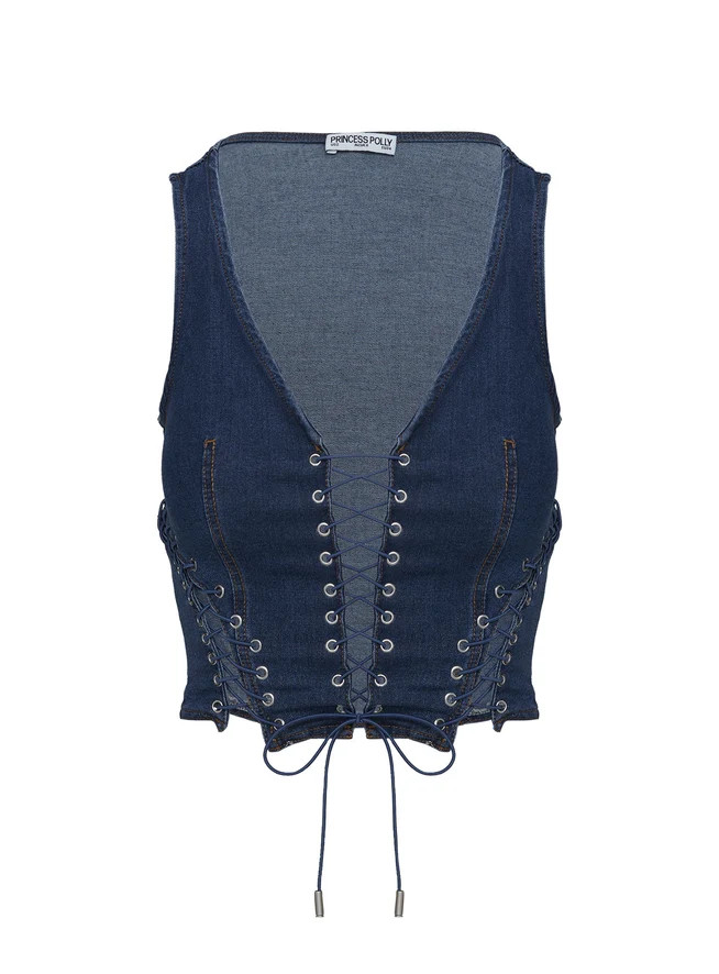 Edenette Top Mid Blue Wash | Princess Polly US