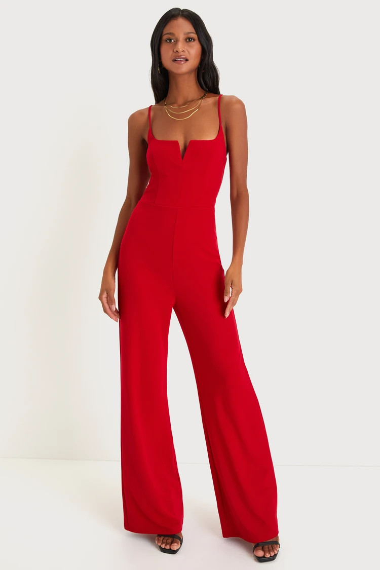 Cheers to Chic Red Sleeveless Wide-Leg Jumpsuit | Lulus (US)