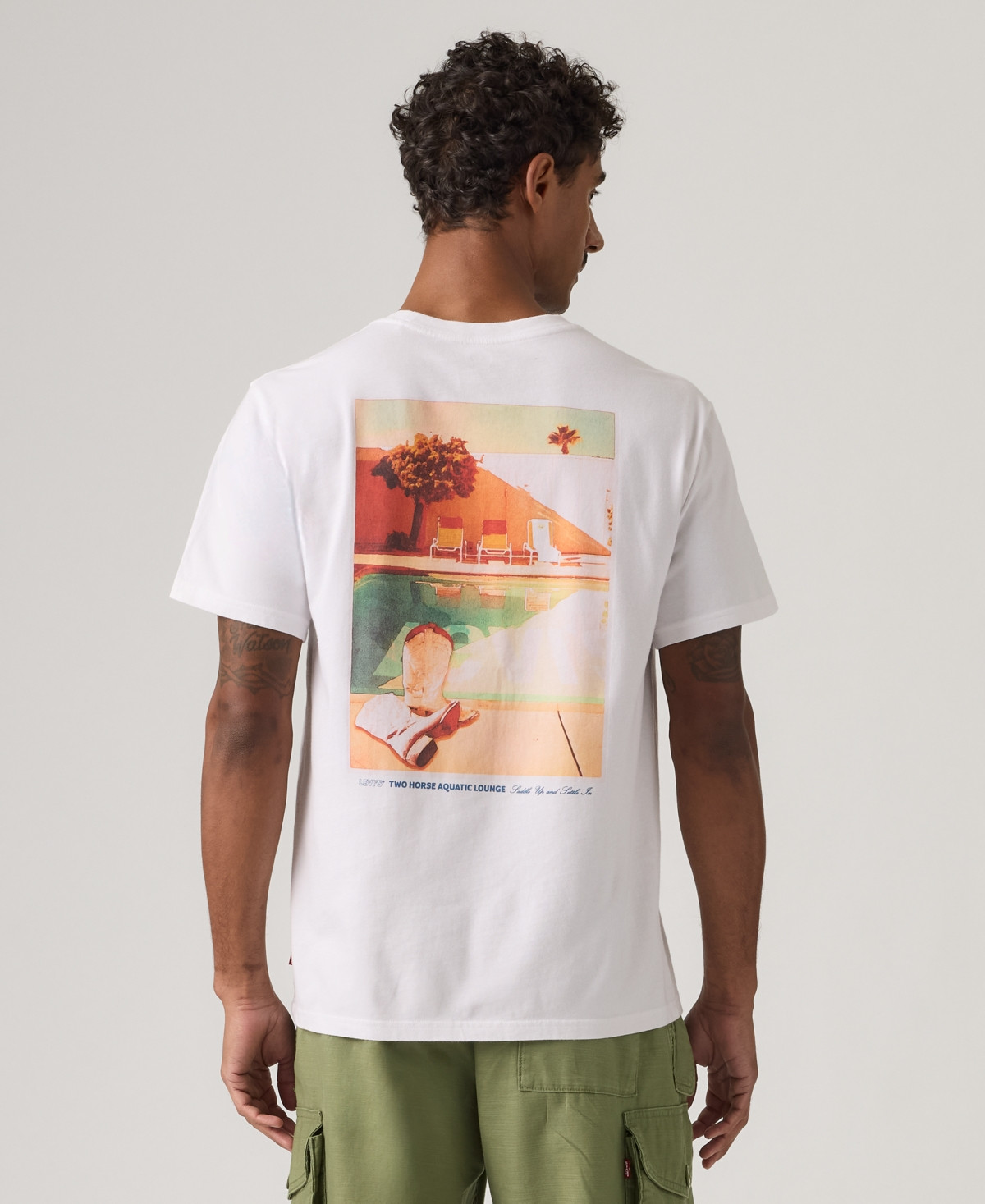 Levi's Men's Relaxed-Fit Logo Graphic T-Shirts - Two Horse Aquatic Lounge White Plus | Macy's