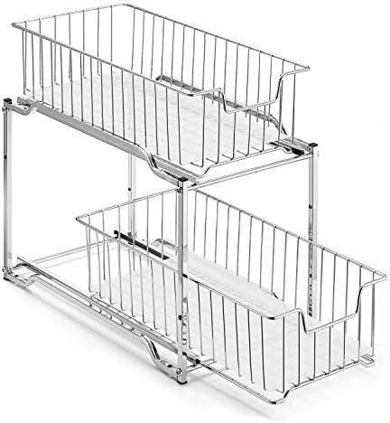 Simple Trending Stackable 2-Tier Under Sink Cabinet Organizer with Sliding Storage Drawer, Chrome | Amazon (US)