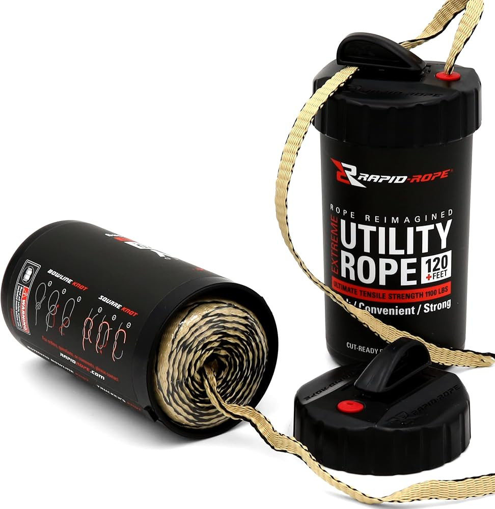 Rapid Rope Canister 120ft Tan Flat Tactical Paracord, Made in USA, 1100lb Tested Heavy Duty Poly ... | Amazon (US)