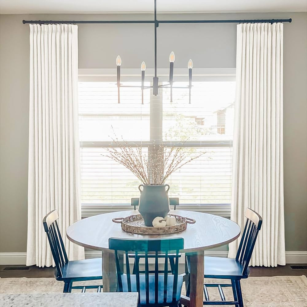 HOMERILLA Cortinas 100% opacas de 84 pulgadas de largo para dormitorio, cortinas plisadas de lino... | Amazon (US)