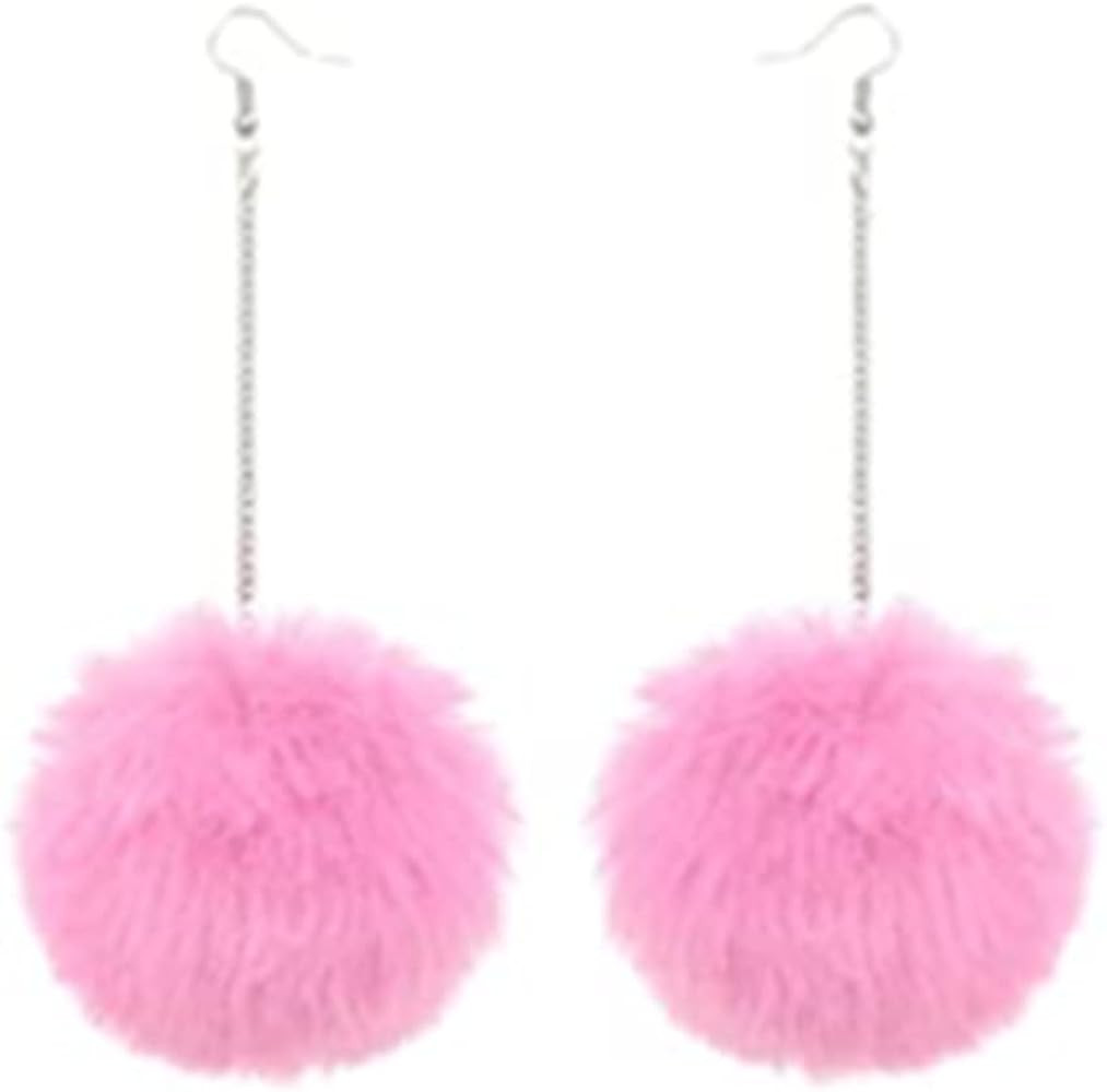 4 Pairs Pom Pom Dangle Earrings Set Statement Fluffy Fur Ball Drop Earrings Keychain for Women Gi... | Amazon (US)