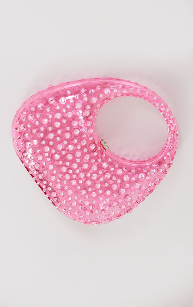 Pink Acrylic Hard Jeweled Handbag | PrettyLittleThing US