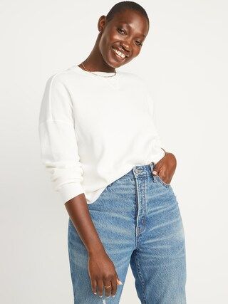 Long-Sleeve Loose Cropped Waffle-Knit Easy T-Shirt for Women | Old Navy (US)