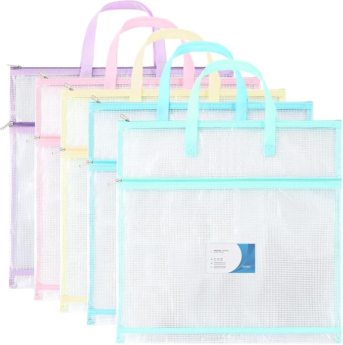 5 Pcs Sew Project Bags 16 x 16 Inch Quilting Craft Organizer Storage Bags with Handle and Pocket ... | Amazon (US)