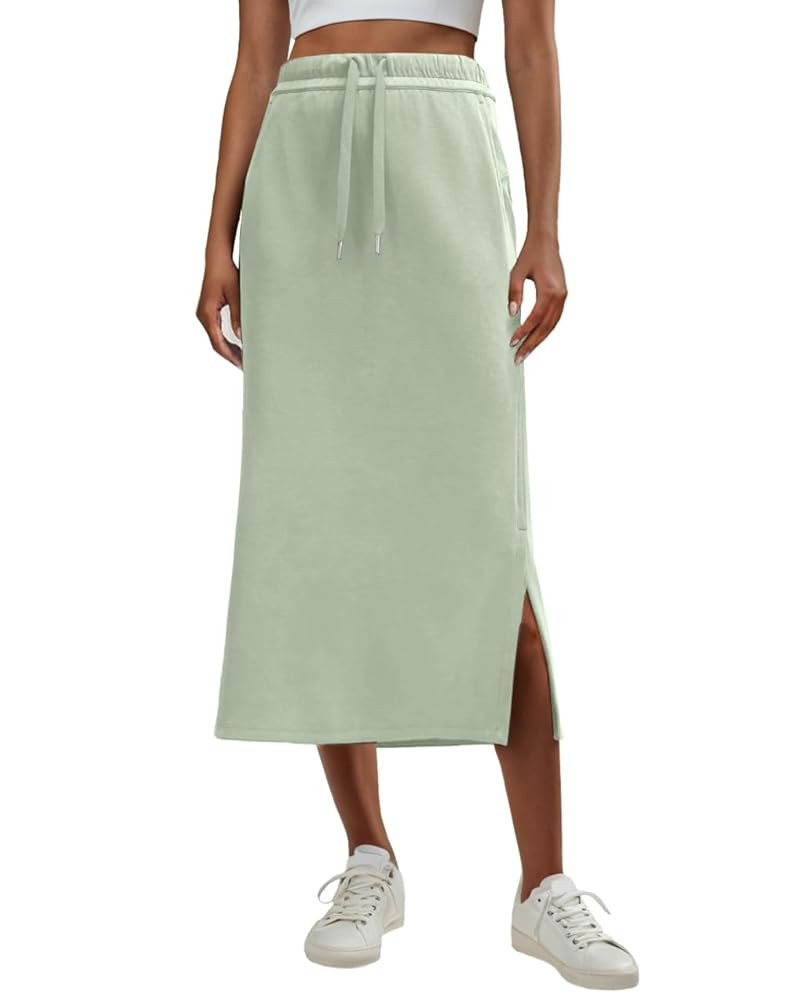 Lepunuo Casual Maxi Skirts for Womens High Waist Trendy Drawstring Side Slit Skirts with Pockets | Amazon (US)