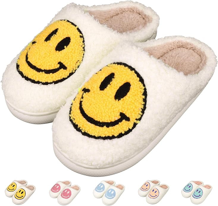 ZICKYO Kids Slippers Boys Girls Cute Happy Face House Slippers Warm Soft Plush Non-Slip Indoor Ou... | Amazon (US)