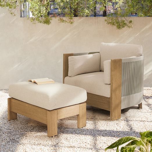 Porto Outdoor Lounge Chair & Ottoman | West Elm (US)