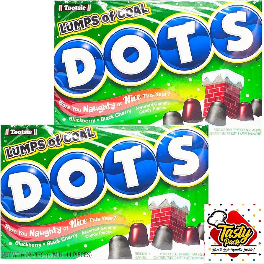 Dots Lumps of Coal Christmas Gumdrop Gummy Candy Bulk Set with TastyPack Magnet, Blackberry & Bla... | Amazon (US)