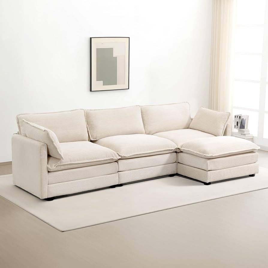 ROWHY Oversized Modular Sectional Sofa with Movable Ottoman, 112 Inch 4 Seat Modern Corduroy Sofa... | Amazon (US)