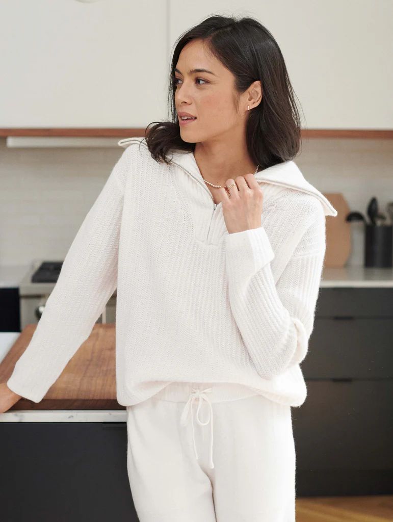 Luxe Cashmere Half Zip | White and Warren