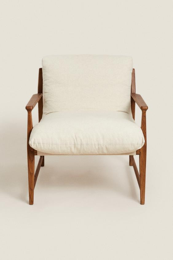 WOODEN ACCENT CHAIR WITH REMOVABLE CUSHION | Zara US
