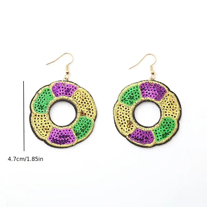 Colorful Sequins Decor Round / Heart / Butterfly Design Dangle Earrings Mardi Gras Ear Jewelry Tr... | Temu Affiliate Program