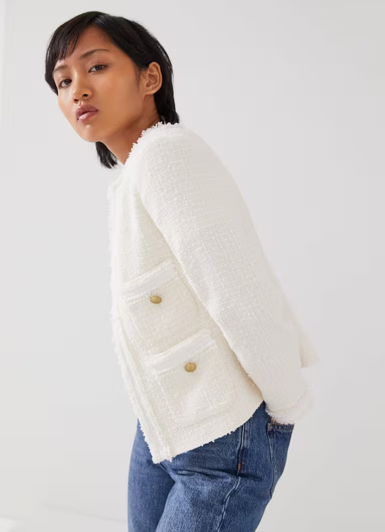 Charlie Petite Ivory Recycled Cotton Tweed Jacket | L.K. Bennett (UK)