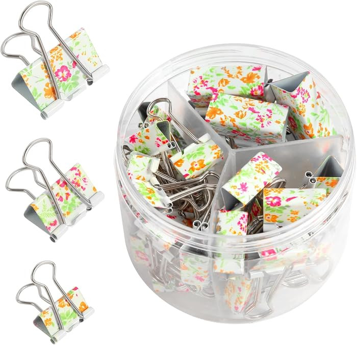 VIBRANZ-LAB Floral Binder Clips Assorted Sizes. Office Supplies Lover Will Treasure These! Why us... | Amazon (US)