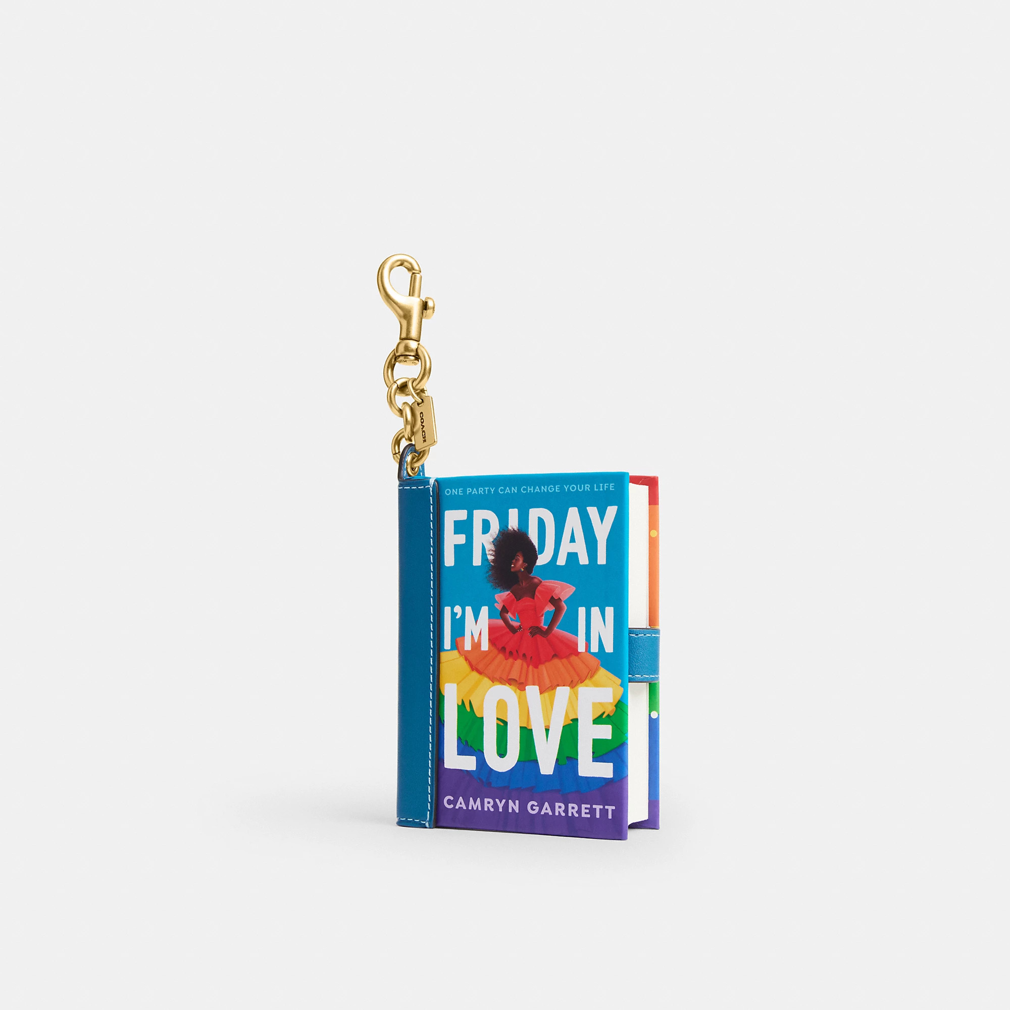 Coach Friday I'm In Love By Camryn Garrett Book Bag Charm - Women's Bag Charms - Brass/multi | Coach (US)