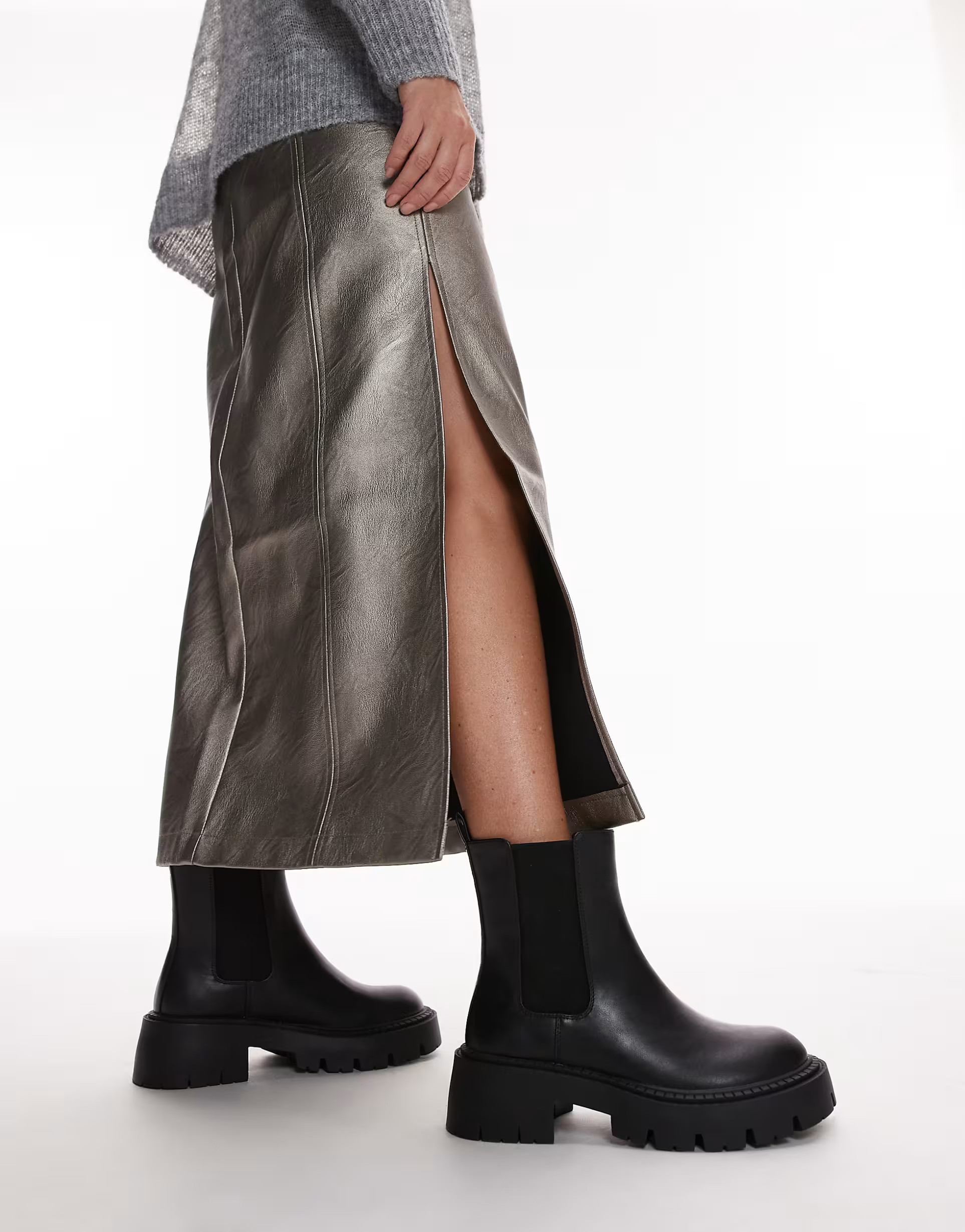 Topshop Wide Fit Lucas chunky chelsea boots in black | ASOS (Global)