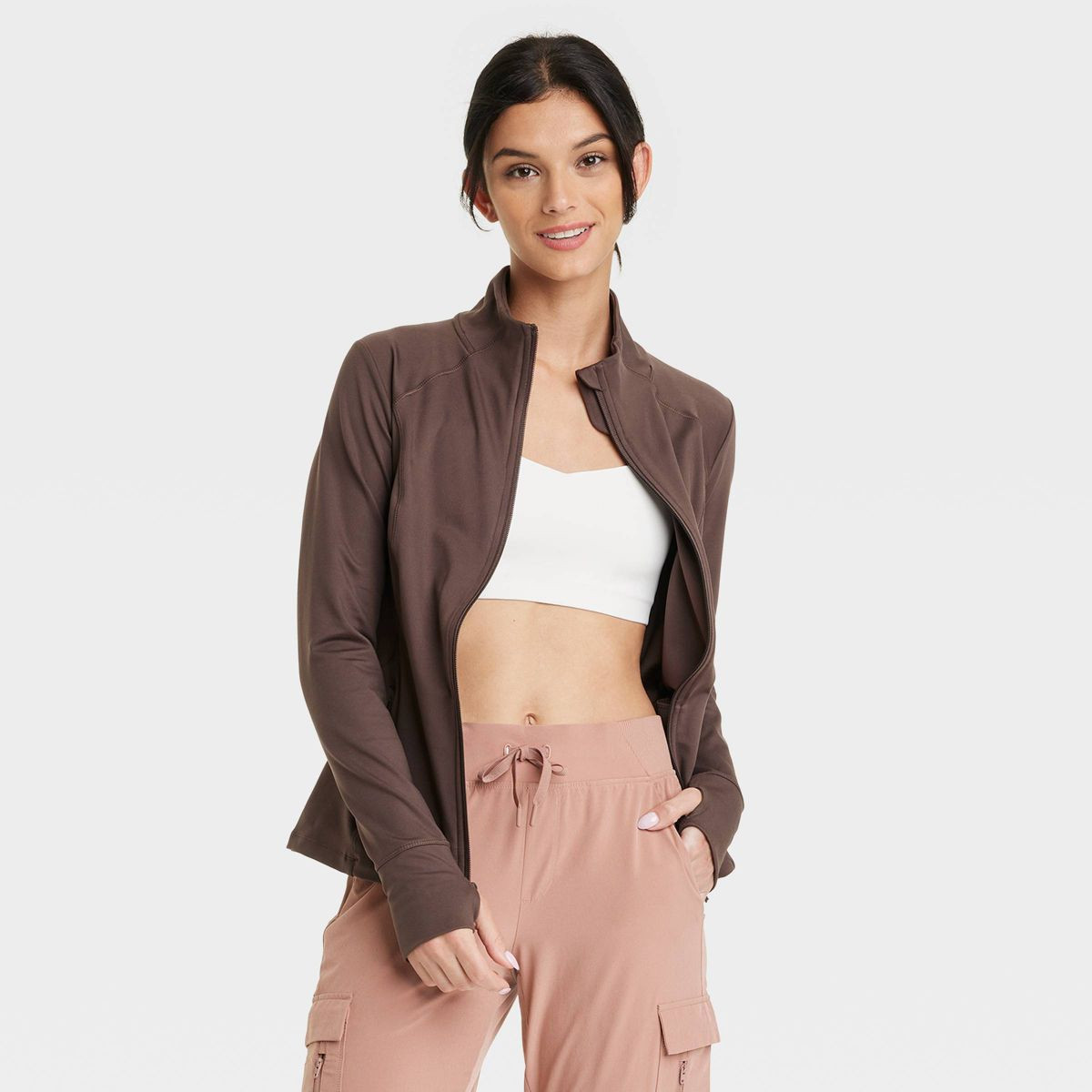 Women's Full Zip Jacket - All In Motion™ Taupe S | Target