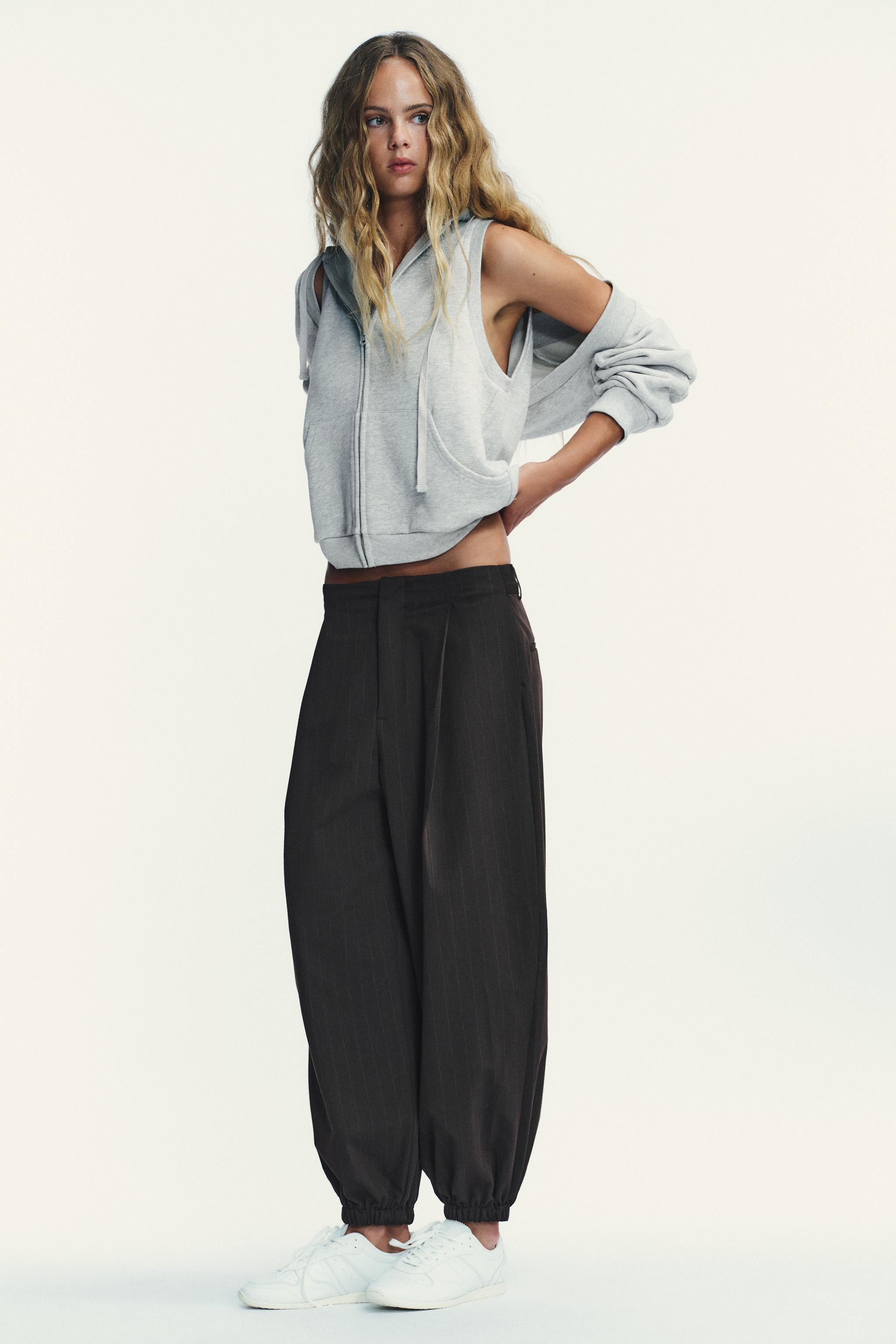 PINSTRIPE PLEATED BALLOON PANTS | Zara US