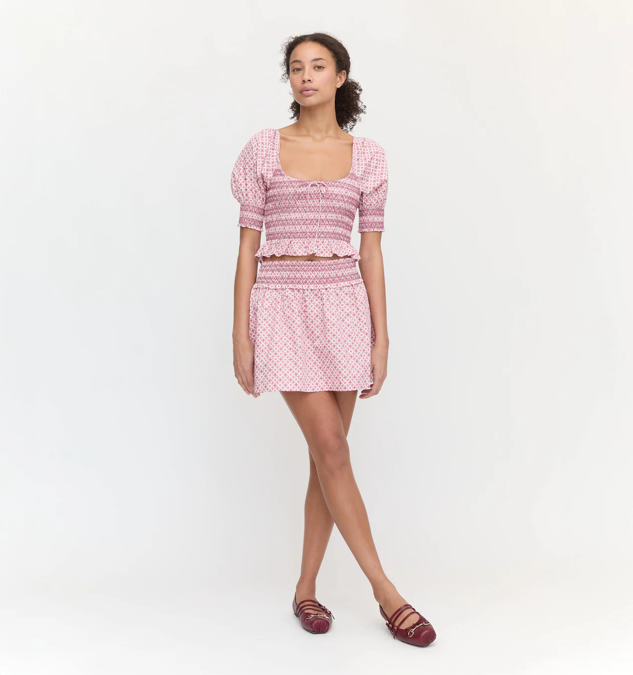 The Delphine Mini Nap Skirt - Rose Circular Lattice | Hill House Home US