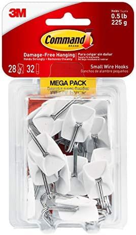 Command Small Wire Hooks Mega Pack, White, 28-Hooks, 32-Strips, Organize Damage-Free | Amazon (US)