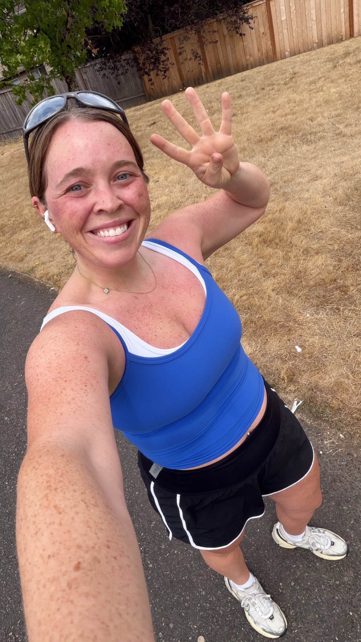 Run 4 miles with me! Running OOTD 💙🤍 👟Click the shorts to see all the color including the black that I’m wearing! size 8/10 | M/L | 5’4”

#LTKootd #LTKfitnessgoals #LTKActive